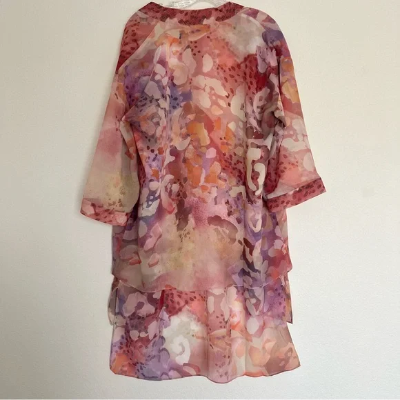 NWT Soft Surroundings Cool Cat Watercolor Kimono Size Small - Picture 8 of 12